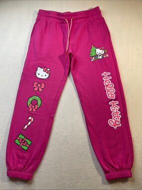 Hello Kitty Hot Pink Holiday Jogger Pants WOMENS SIZE M